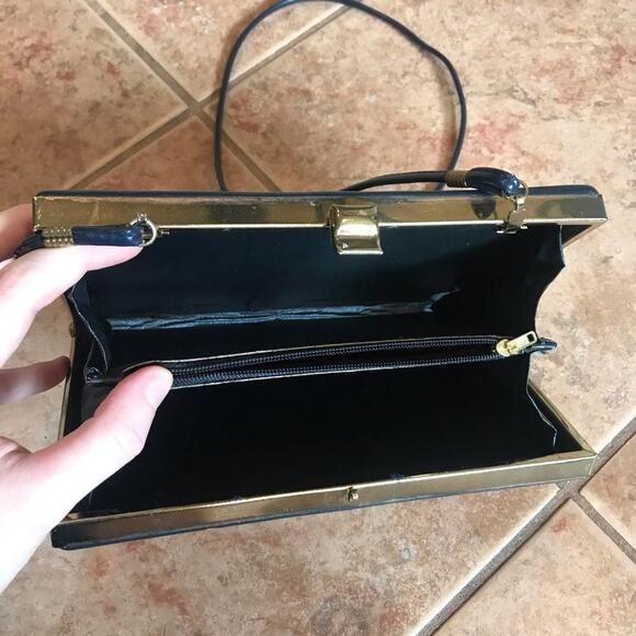 Vintage mini crossbody purse black leather - Picture 7 of 8